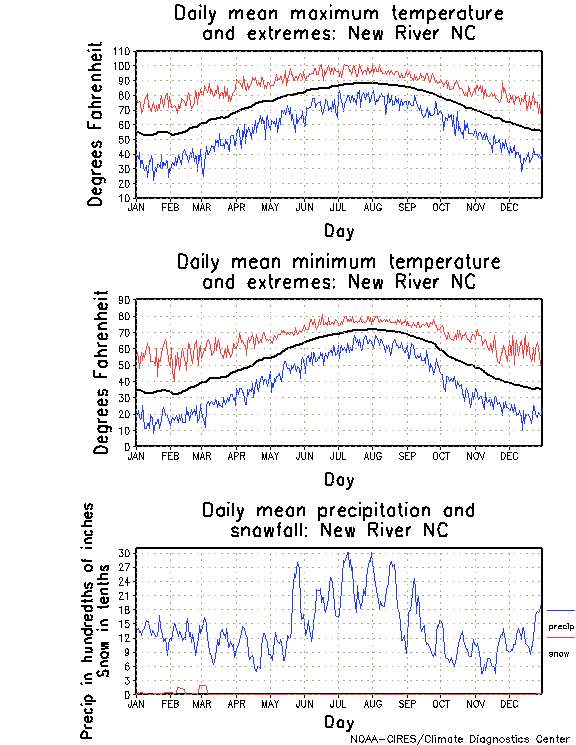 New River, North Carolina Annual Temperature Graph